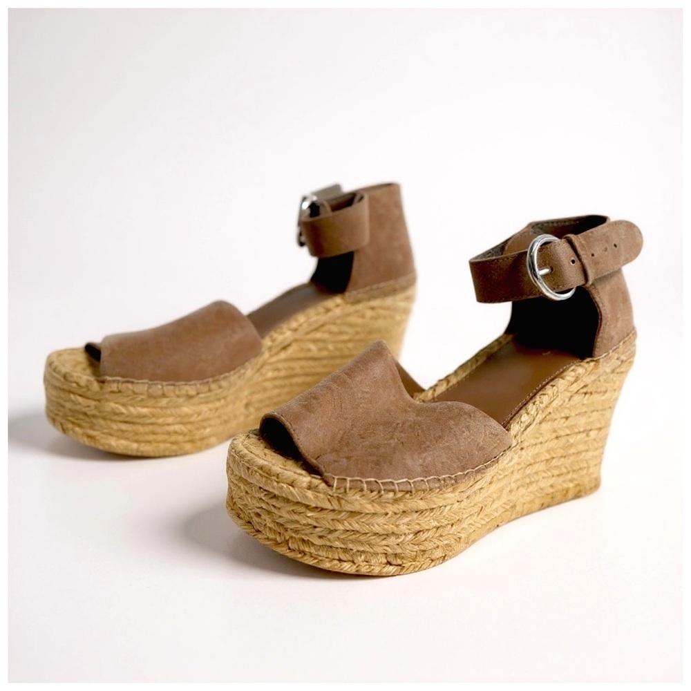Marc Fisher Brown/Tan Suede Espadrille Wedges. Size 9 - Picture 3 of 9